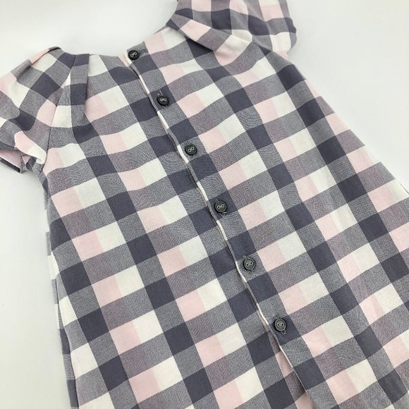 JACADI Baby Girl Pink Buffalo Check Dress - Picture 7 of 8